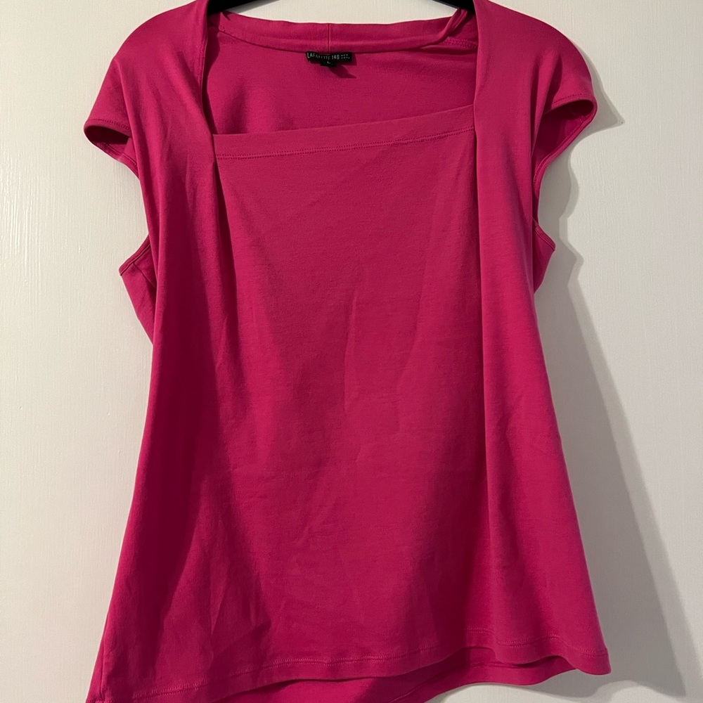 Lafayette 148 sleeveless hot pink top, size L